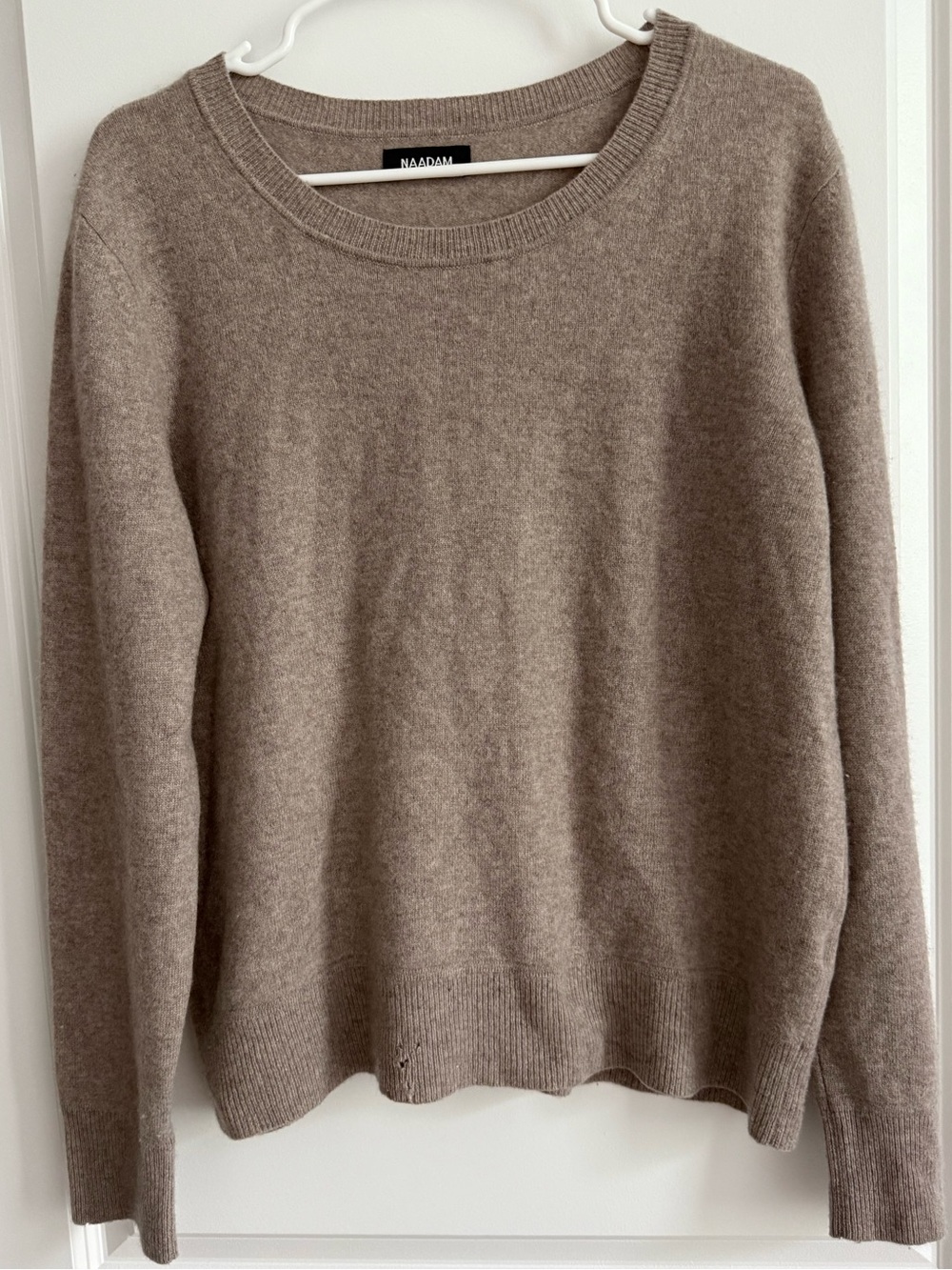 NAADAM 100% Cashmere Crewneck Sweater Women’s XL Luxury Soft Knit, Taupe